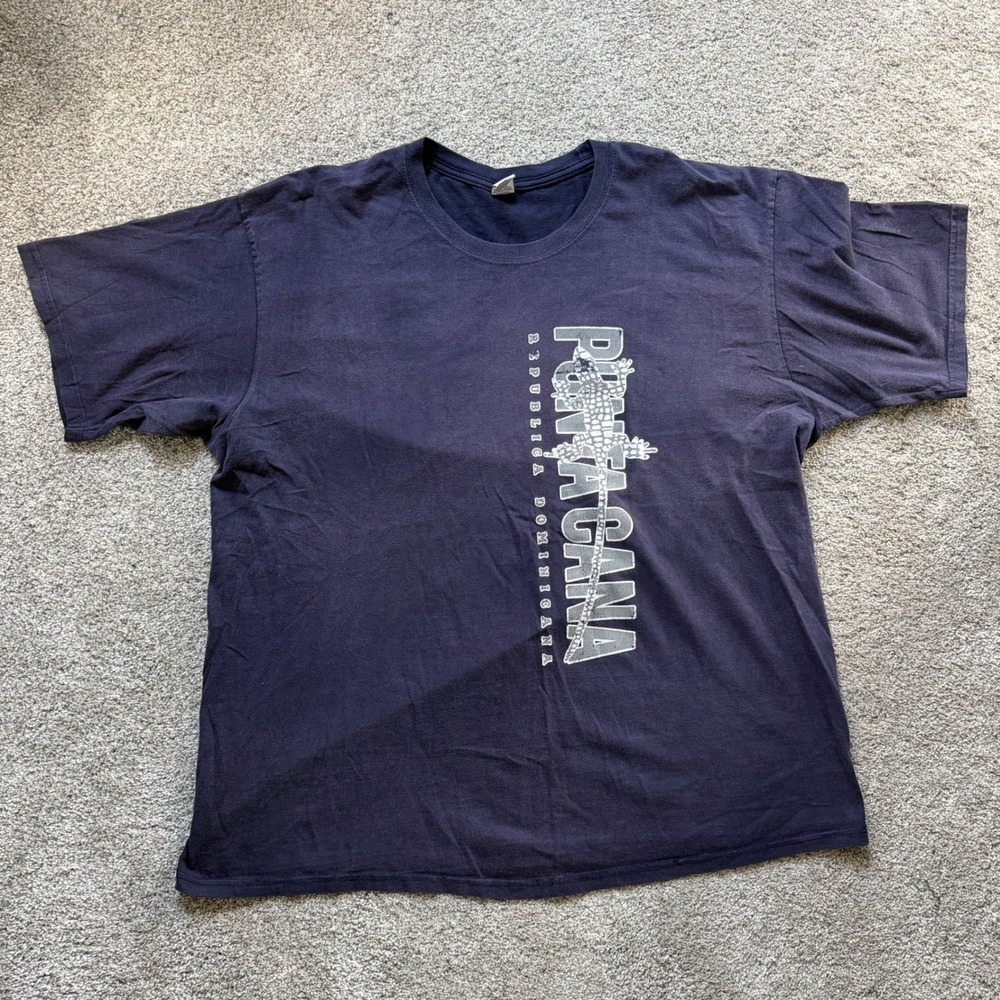 Raw Punta Cana Republica Dominicana Graphic T-Shirt Navy Blue XXL Cotton